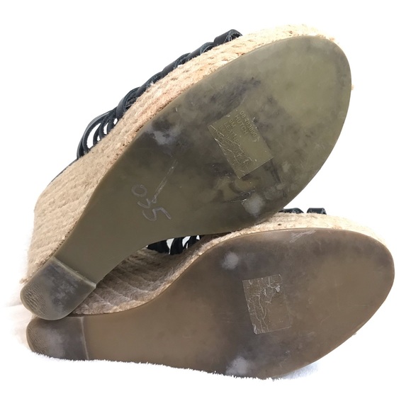 Me Too “hutch” wedge leather straps sandal high heels summer casual open toed - Picture 10 of 11